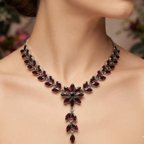 Red garnet gemstone - red, handmade